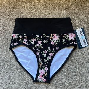 Smith & Coastal Midnight Floral High Waisted Bikini Bottom - S